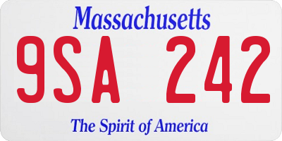 MA license plate 9SA242