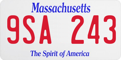 MA license plate 9SA243