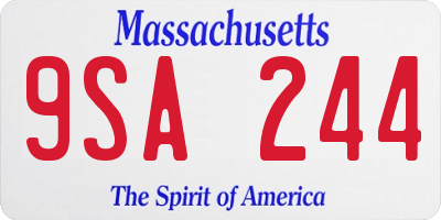 MA license plate 9SA244