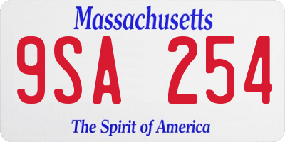 MA license plate 9SA254