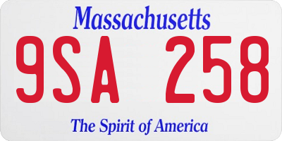 MA license plate 9SA258
