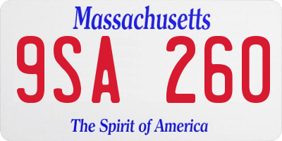 MA license plate 9SA260