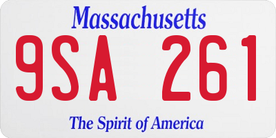 MA license plate 9SA261