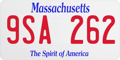 MA license plate 9SA262