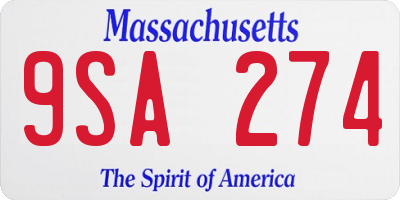 MA license plate 9SA274