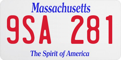 MA license plate 9SA281