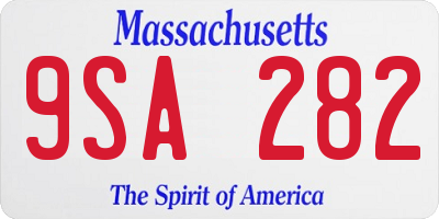 MA license plate 9SA282