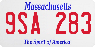 MA license plate 9SA283