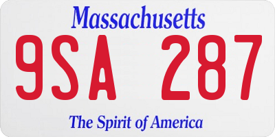 MA license plate 9SA287