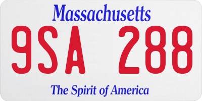 MA license plate 9SA288