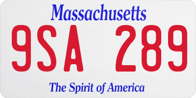 MA license plate 9SA289