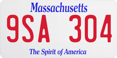 MA license plate 9SA304
