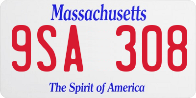 MA license plate 9SA308