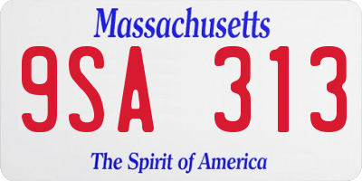 MA license plate 9SA313