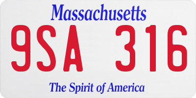 MA license plate 9SA316