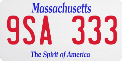 MA license plate 9SA333