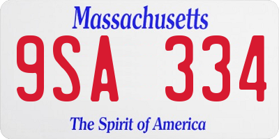 MA license plate 9SA334