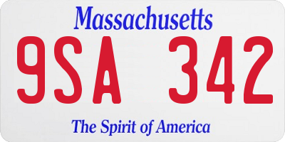 MA license plate 9SA342