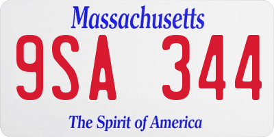 MA license plate 9SA344