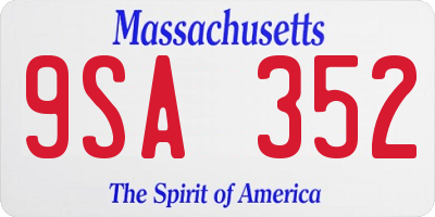 MA license plate 9SA352