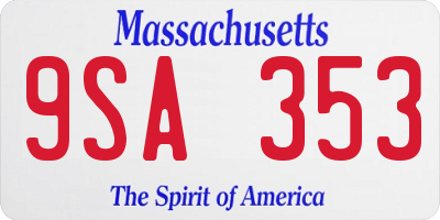 MA license plate 9SA353