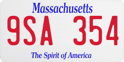 MA license plate 9SA354