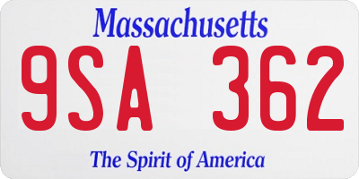 MA license plate 9SA362