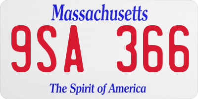 MA license plate 9SA366