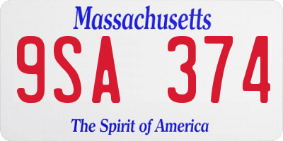 MA license plate 9SA374