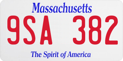 MA license plate 9SA382