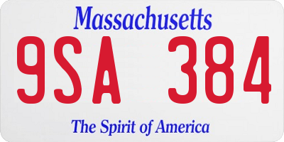 MA license plate 9SA384