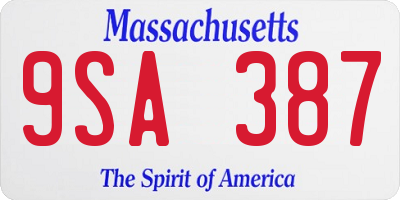 MA license plate 9SA387