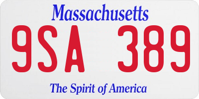 MA license plate 9SA389