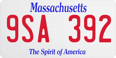 MA license plate 9SA392