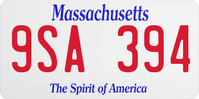 MA license plate 9SA394