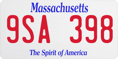 MA license plate 9SA398