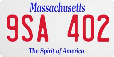 MA license plate 9SA402