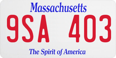 MA license plate 9SA403