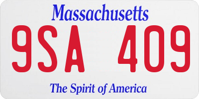 MA license plate 9SA409