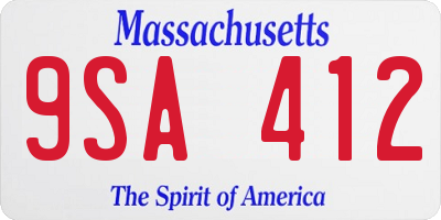 MA license plate 9SA412