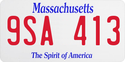 MA license plate 9SA413