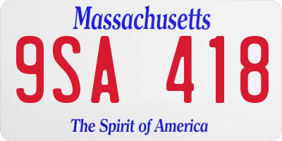 MA license plate 9SA418