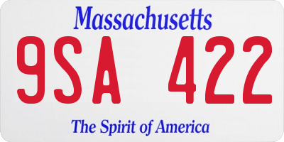 MA license plate 9SA422