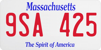 MA license plate 9SA425
