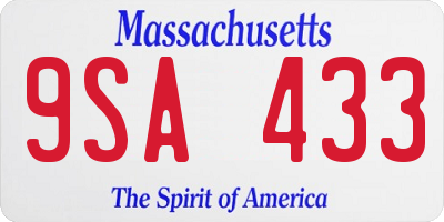 MA license plate 9SA433