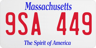 MA license plate 9SA449