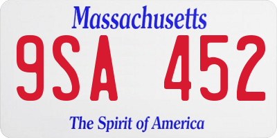 MA license plate 9SA452