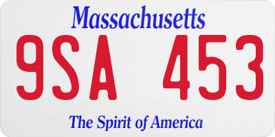 MA license plate 9SA453