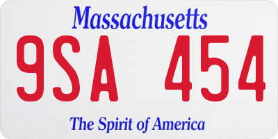 MA license plate 9SA454