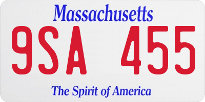 MA license plate 9SA455